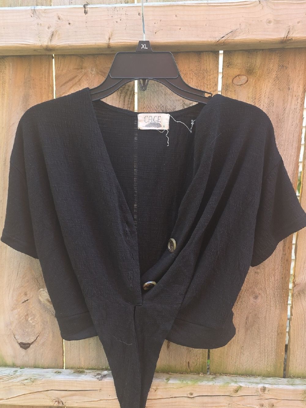 Black Women's Cropped Wrap Top